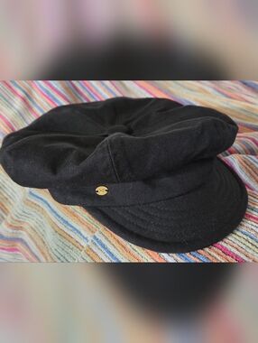 Vtg Betmar Black Baker Boy Cap Style F986BELK